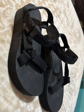 Teva Black Platform Sport Sandals